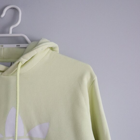 Adidas Yellow Sz XS Womens Cotton Hooded Pullover Drawstring Pocket Sweater - Picture 4 of 12